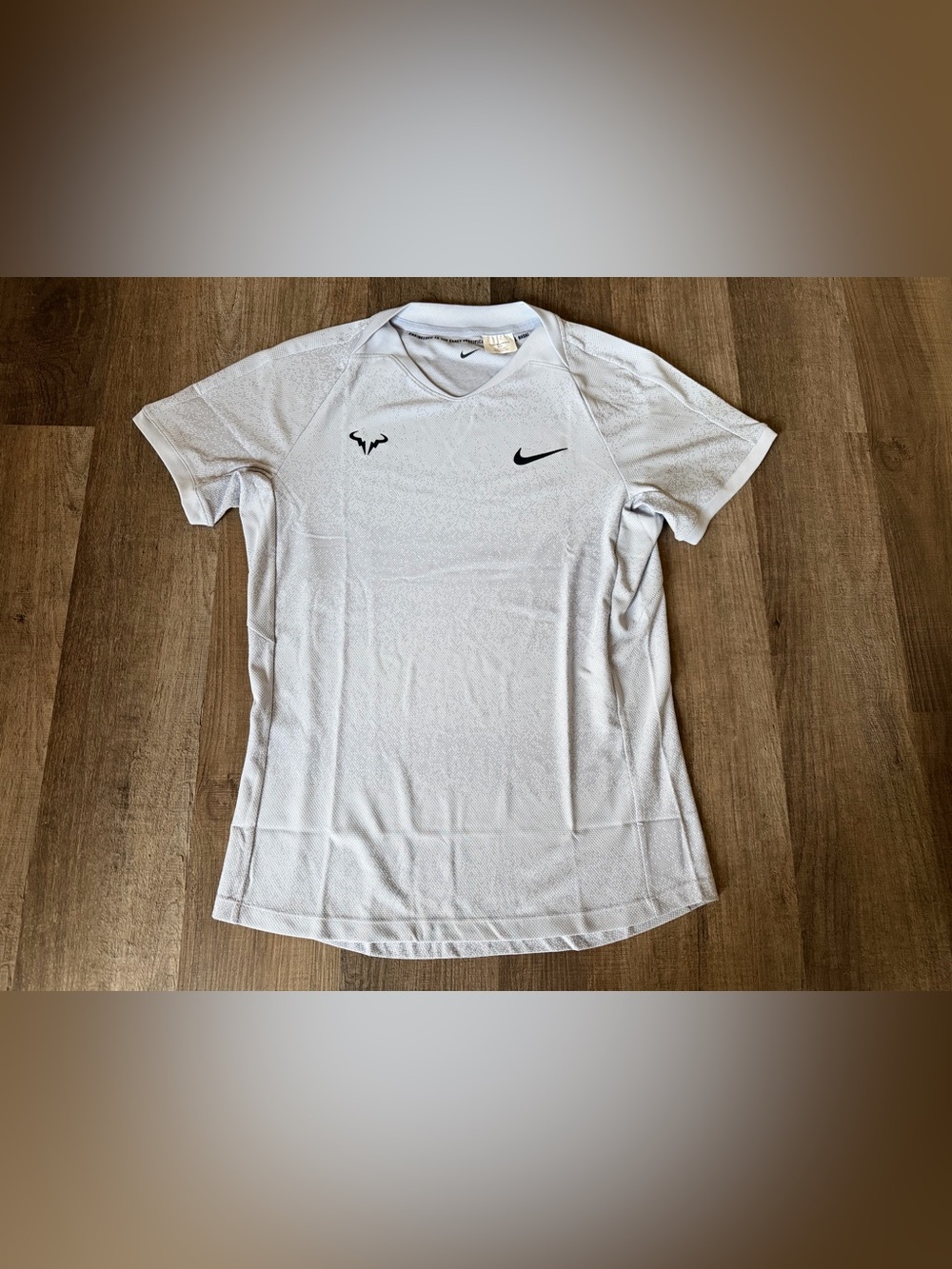 Nike Rafael Nadal Custom Athlete Issued Tennis Shirt Grey.